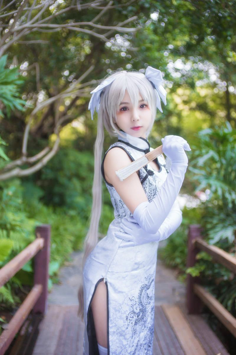 白丝旗袍美女尤物cos春日野穹福利写真图片