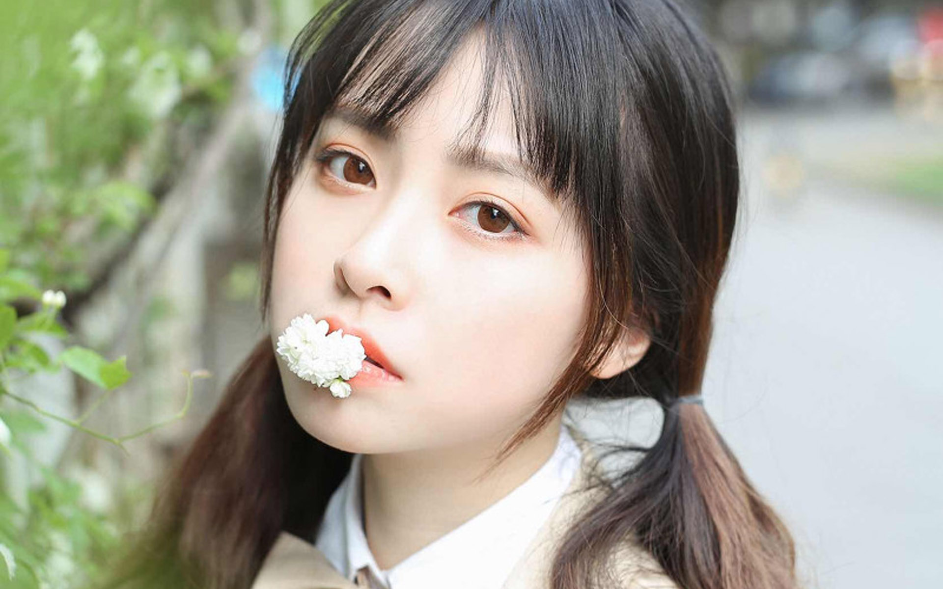 日系清纯美女户外养眼写真高清壁纸