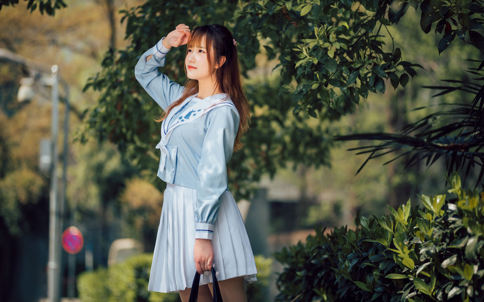 清纯美女学生妹水手服高清桌面壁纸