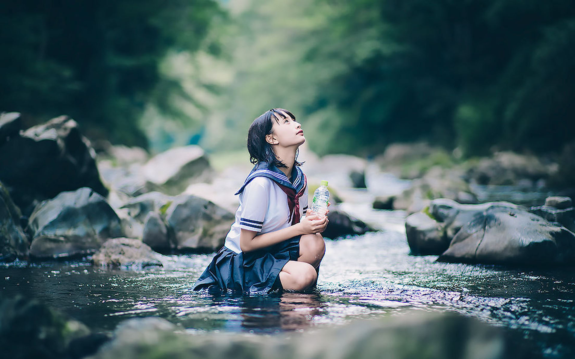 性感JK美女小溪湿身诱惑高清桌面壁纸