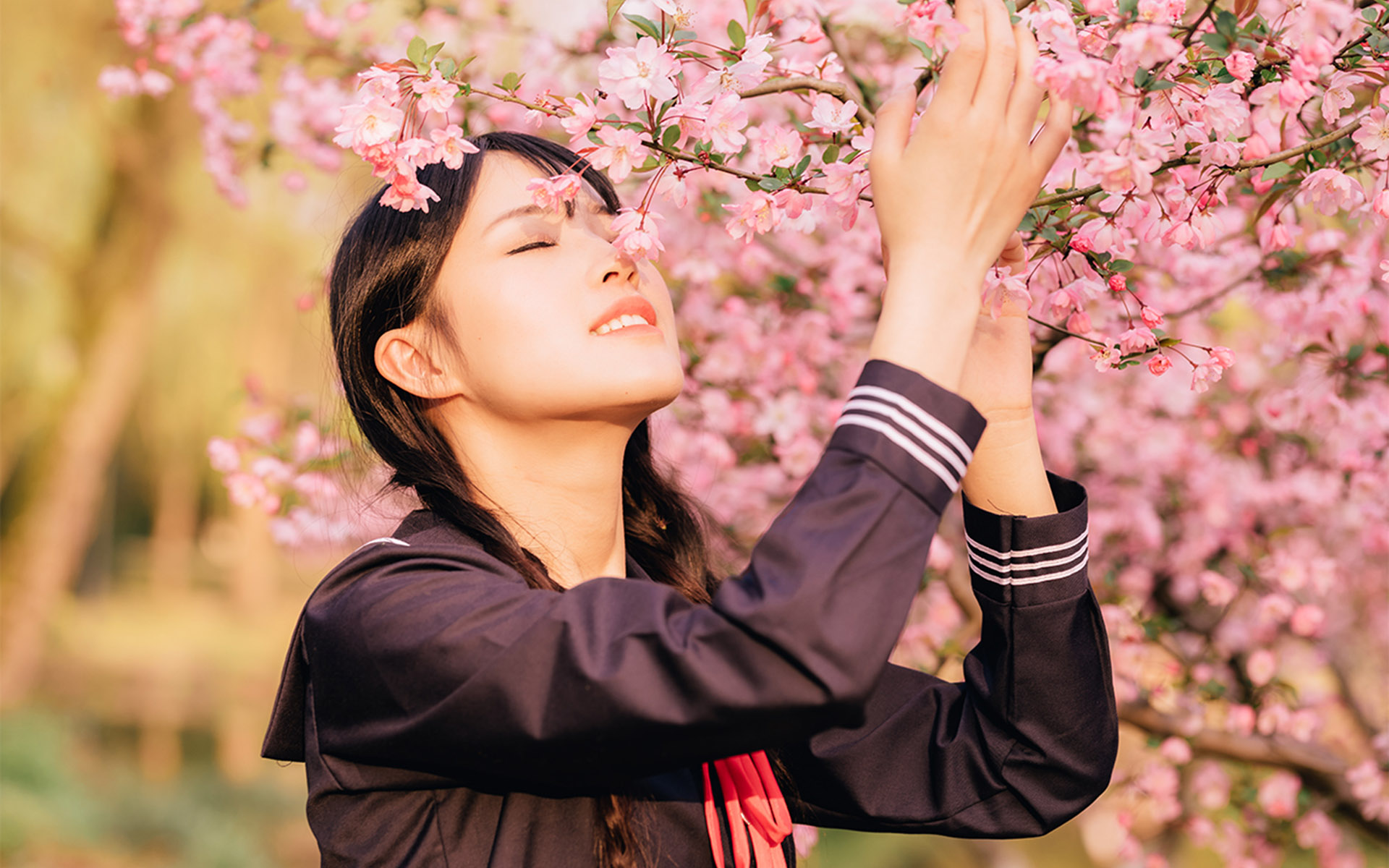 清纯双麻花辫学生妹高清桌面壁纸