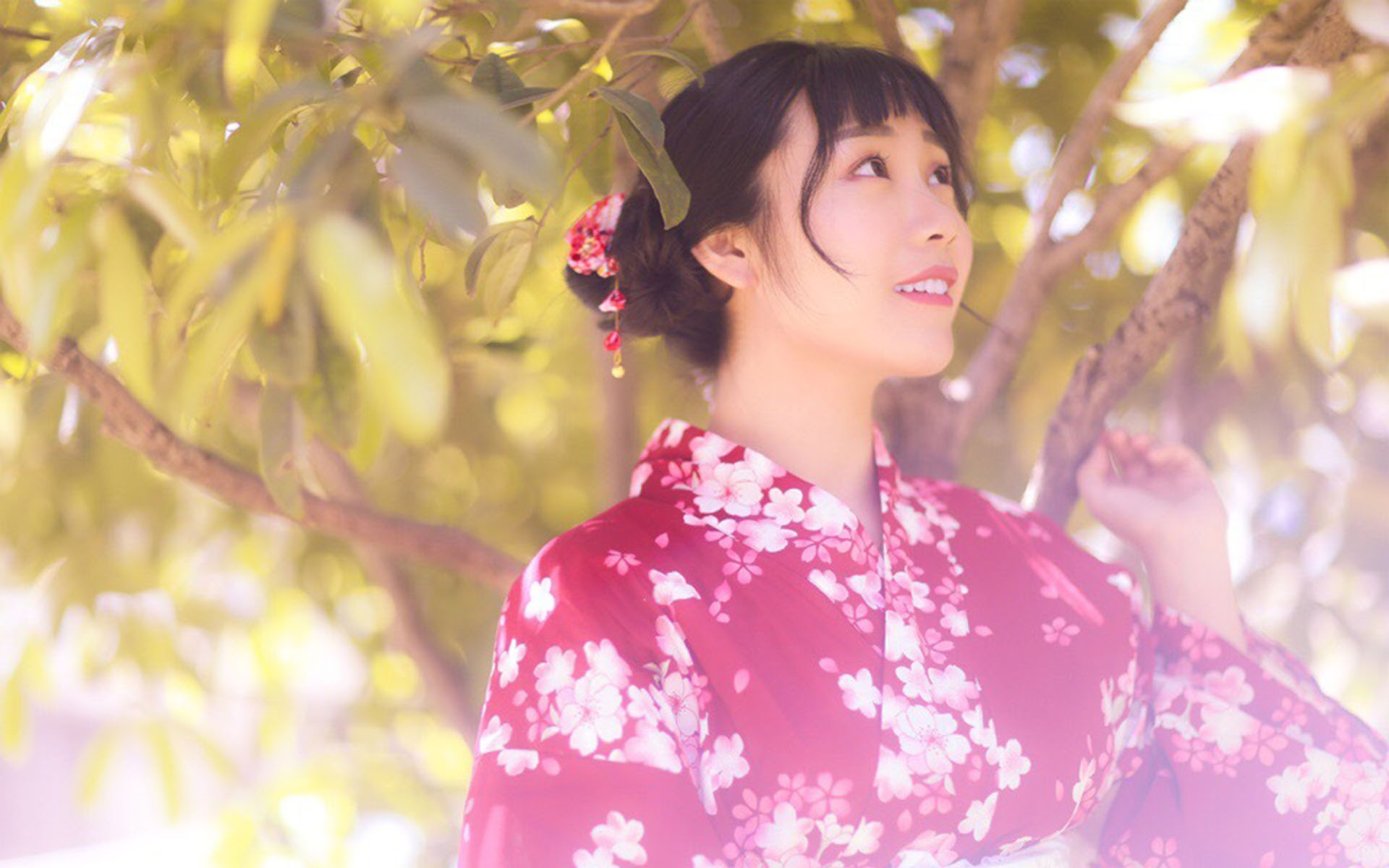 甜美古装和服美女唯美高清桌面壁纸