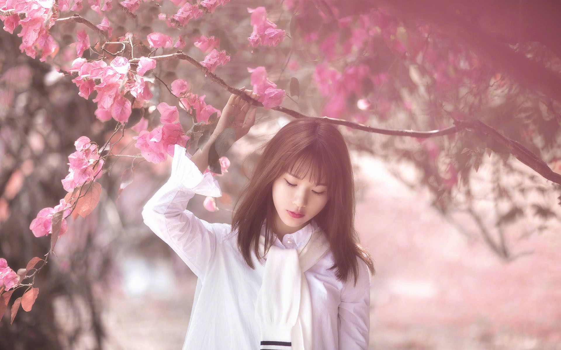 清纯美女学生妹朦胧高清桌面壁纸