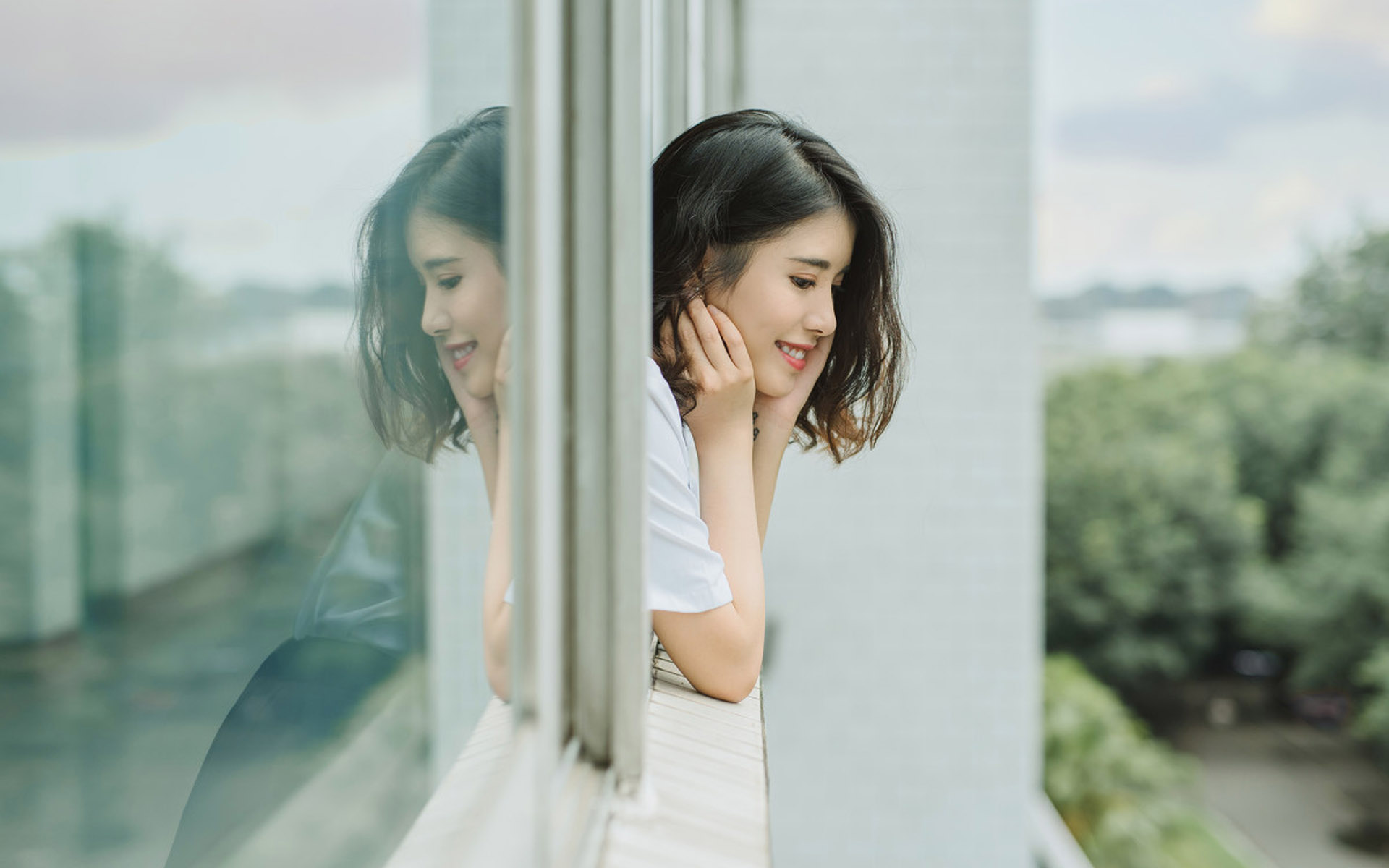 JK制服清纯美女写真图片高清壁纸