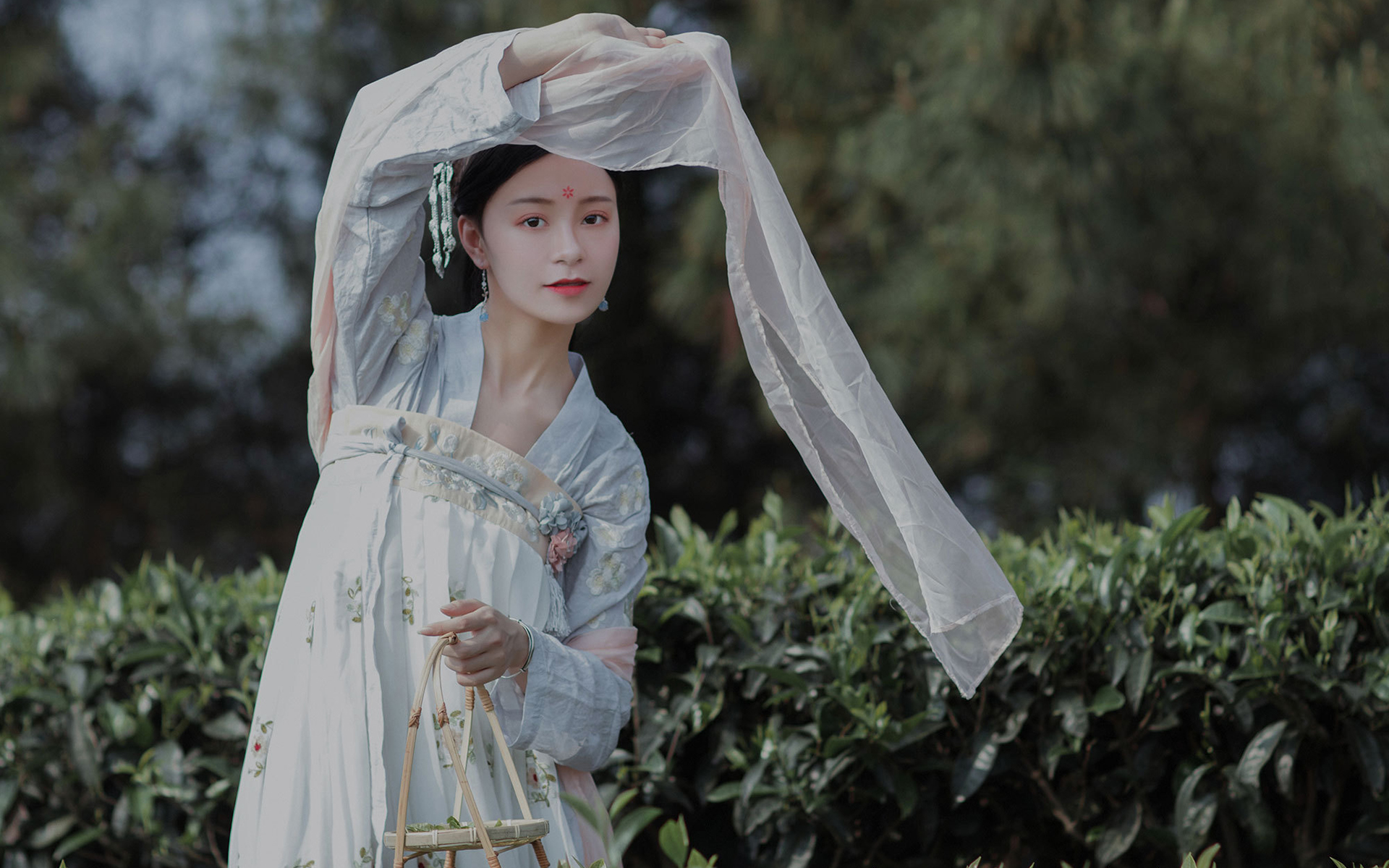 性感古装美女茶园高清桌面壁纸