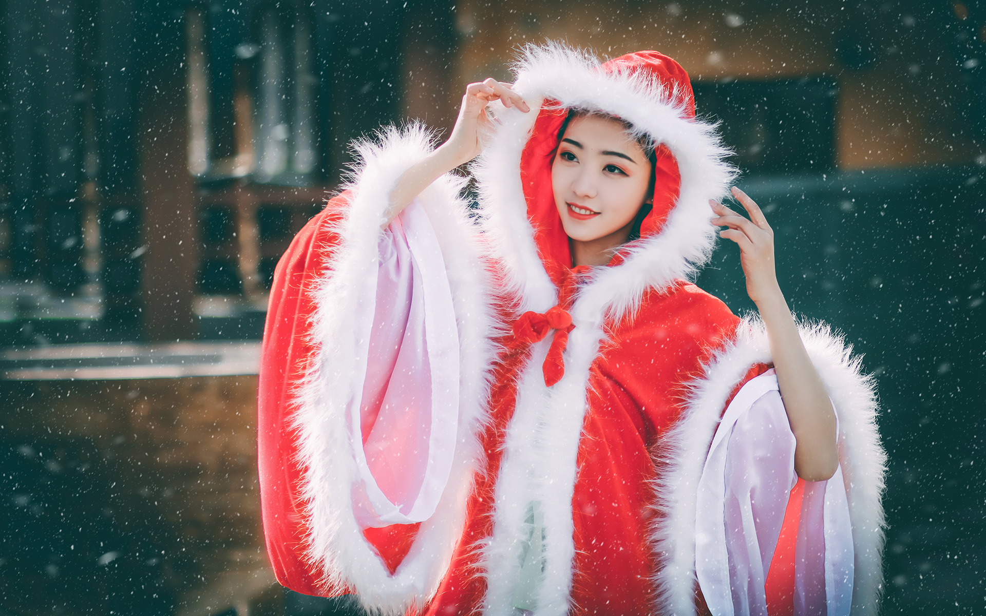 可爱清纯古装美女冬日高清桌面壁纸