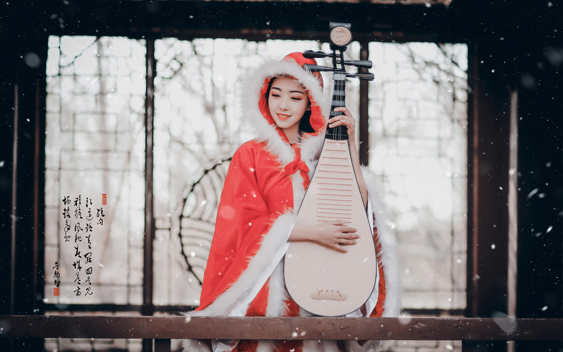 可爱清纯古装美女冬日高清桌面壁纸